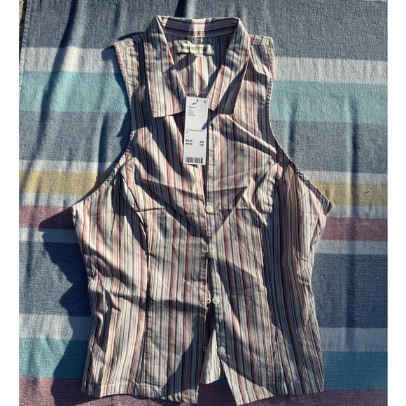 NWT Urban Outfitters Party Girl Cotton-Blend Button Down Sleeveless Shirt - Picture 4 of 8